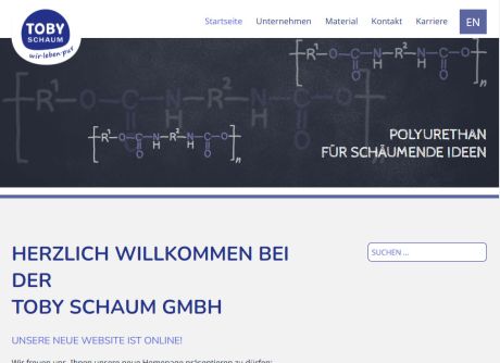 Screenshot TOBY Schaum GmbH